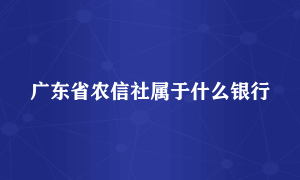 广东省农信社属于什么银行