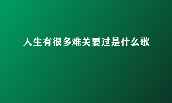 人生有很多难关要过是什么歌