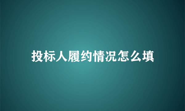 投标人履约情况怎么填