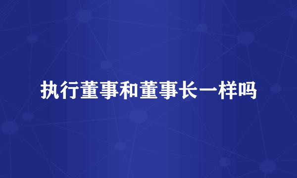 执行董事和董事长一样吗