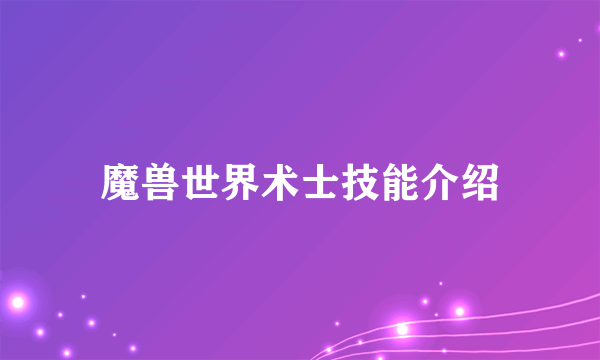 魔兽世界术士技能介绍