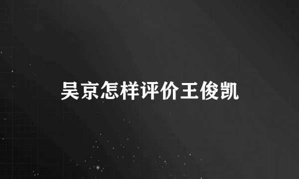 吴京怎样评价王俊凯