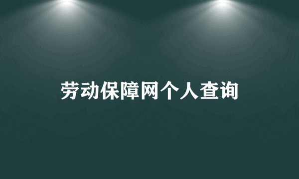 劳动保障网个人查询