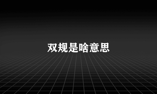 双规是啥意思