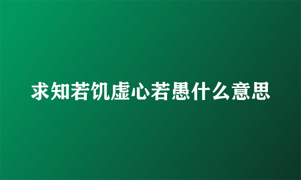 求知若饥虚心若愚什么意思