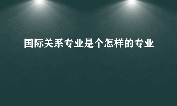 国际关系专业是个怎样的专业