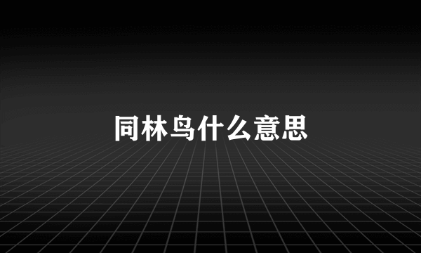 同林鸟什么意思