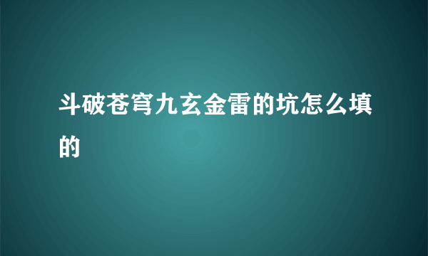 斗破苍穹九玄金雷的坑怎么填的