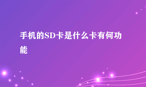 手机的SD卡是什么卡有何功能