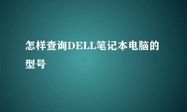 怎样查询DELL笔记本电脑的型号