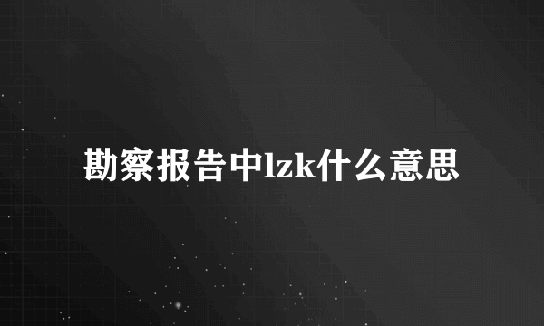 勘察报告中lzk什么意思