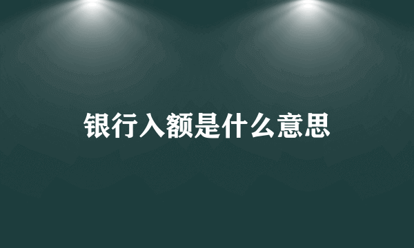 银行入额是什么意思