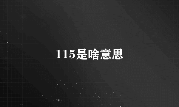 115是啥意思