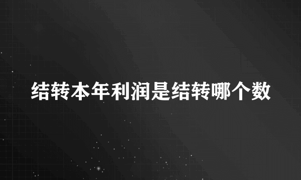 结转本年利润是结转哪个数