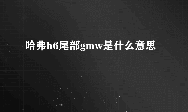 哈弗h6尾部gmw是什么意思