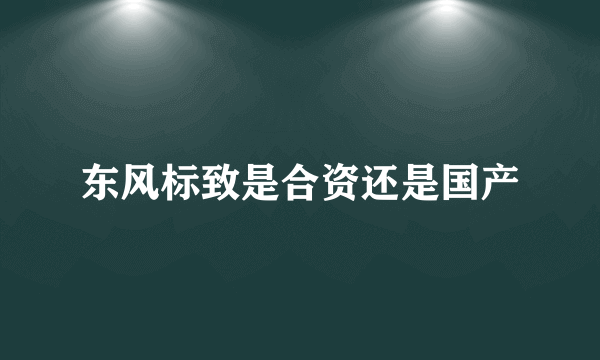 东风标致是合资还是国产