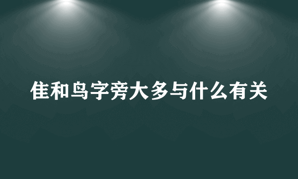 隹和鸟字旁大多与什么有关