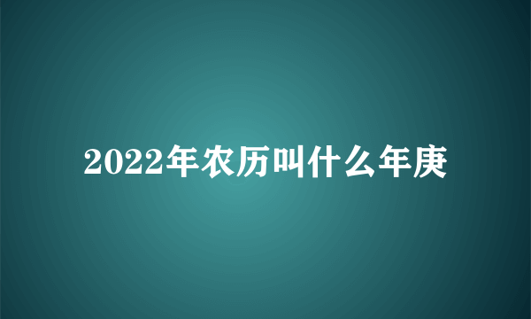 2022年农历叫什么年庚