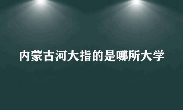 内蒙古河大指的是哪所大学