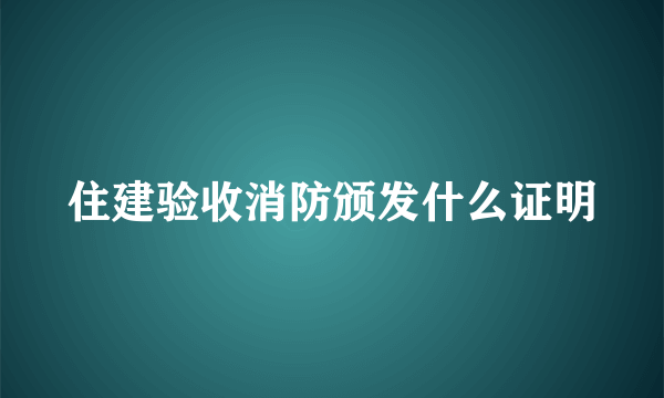 住建验收消防颁发什么证明