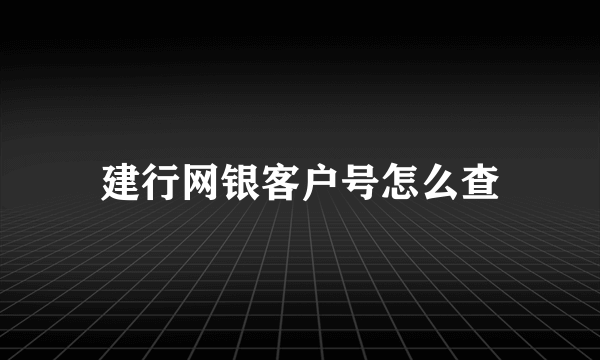 建行网银客户号怎么查