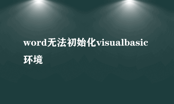 word无法初始化visualbasic环境