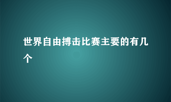 世界自由搏击比赛主要的有几个