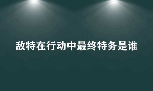 敌特在行动中最终特务是谁