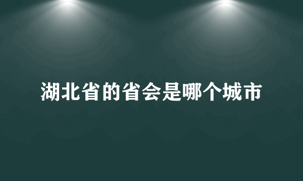 湖北省的省会是哪个城市