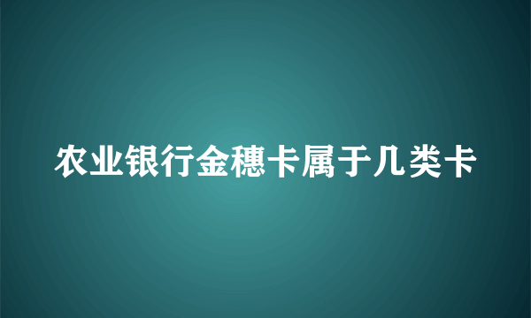 农业银行金穗卡属于几类卡