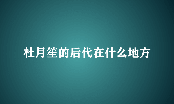 杜月笙的后代在什么地方