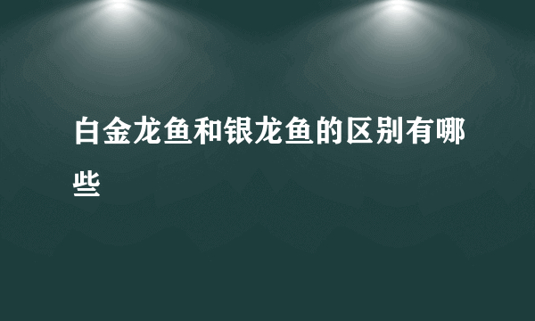 白金龙鱼和银龙鱼的区别有哪些