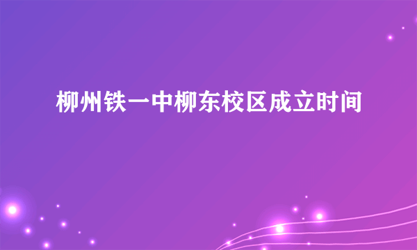 柳州铁一中柳东校区成立时间