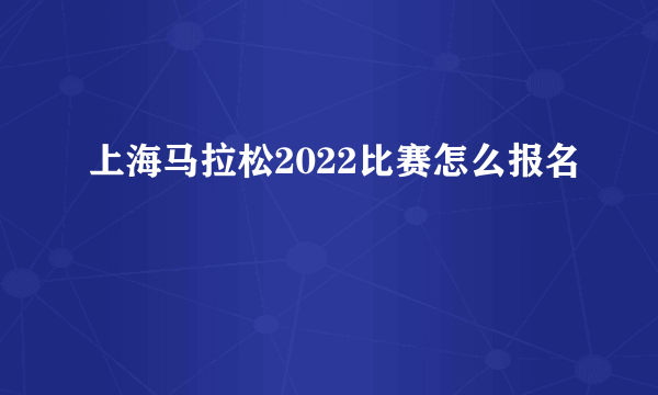 上海马拉松2022比赛怎么报名