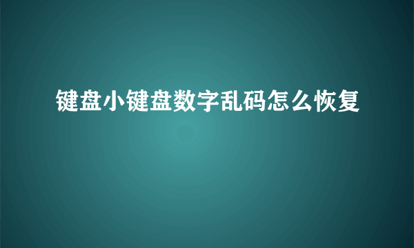 键盘小键盘数字乱码怎么恢复