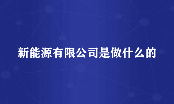 新能源有限公司是做什么的