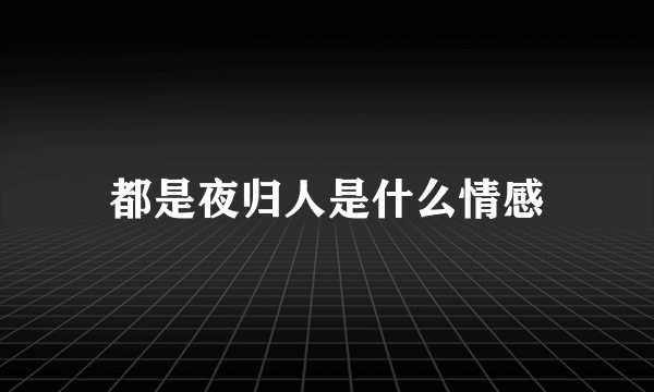 都是夜归人是什么情感