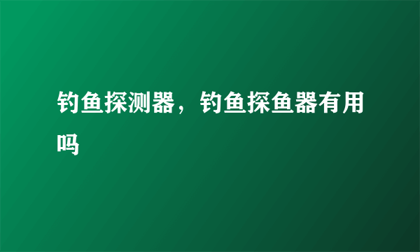 钓鱼探测器，钓鱼探鱼器有用吗