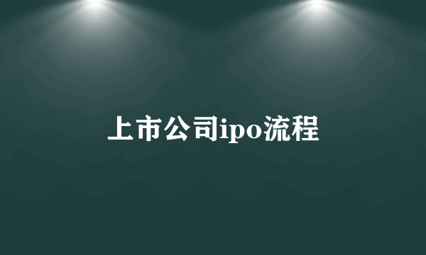 上市公司ipo流程