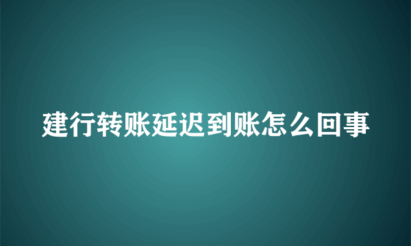 建行转账延迟到账怎么回事