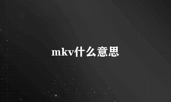 mkv什么意思