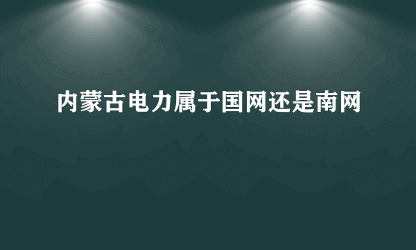 内蒙古电力属于国网还是南网