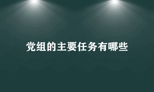 党组的主要任务有哪些