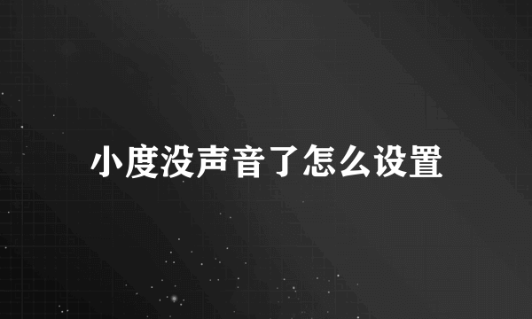 小度没声音了怎么设置