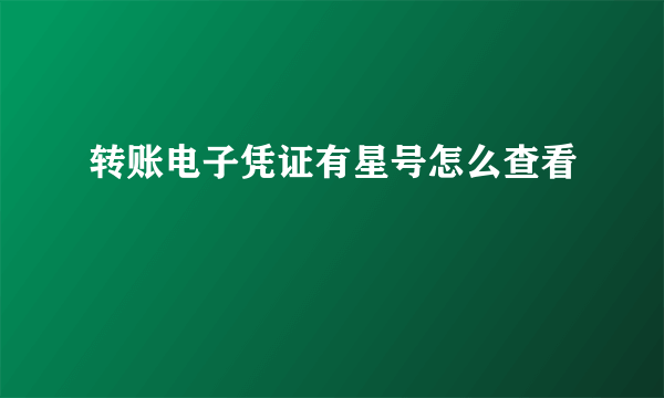 转账电子凭证有星号怎么查看