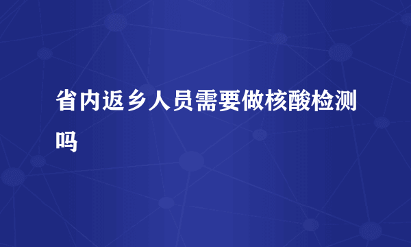 省内返乡人员需要做核酸检测吗