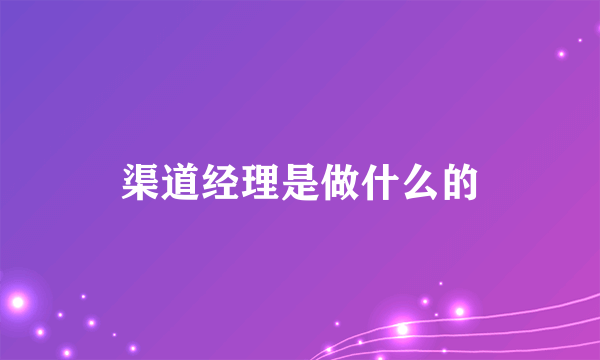 渠道经理是做什么的