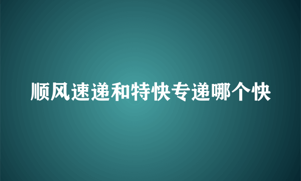 顺风速递和特快专递哪个快