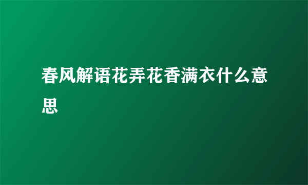 春风解语花弄花香满衣什么意思