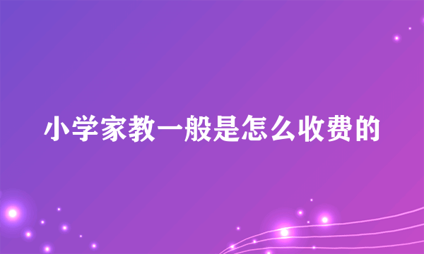 小学家教一般是怎么收费的